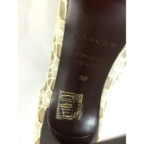 Carven Lace Mesh Sandal Pump Cream Neutral OpenToe - Picture 7 of 8
